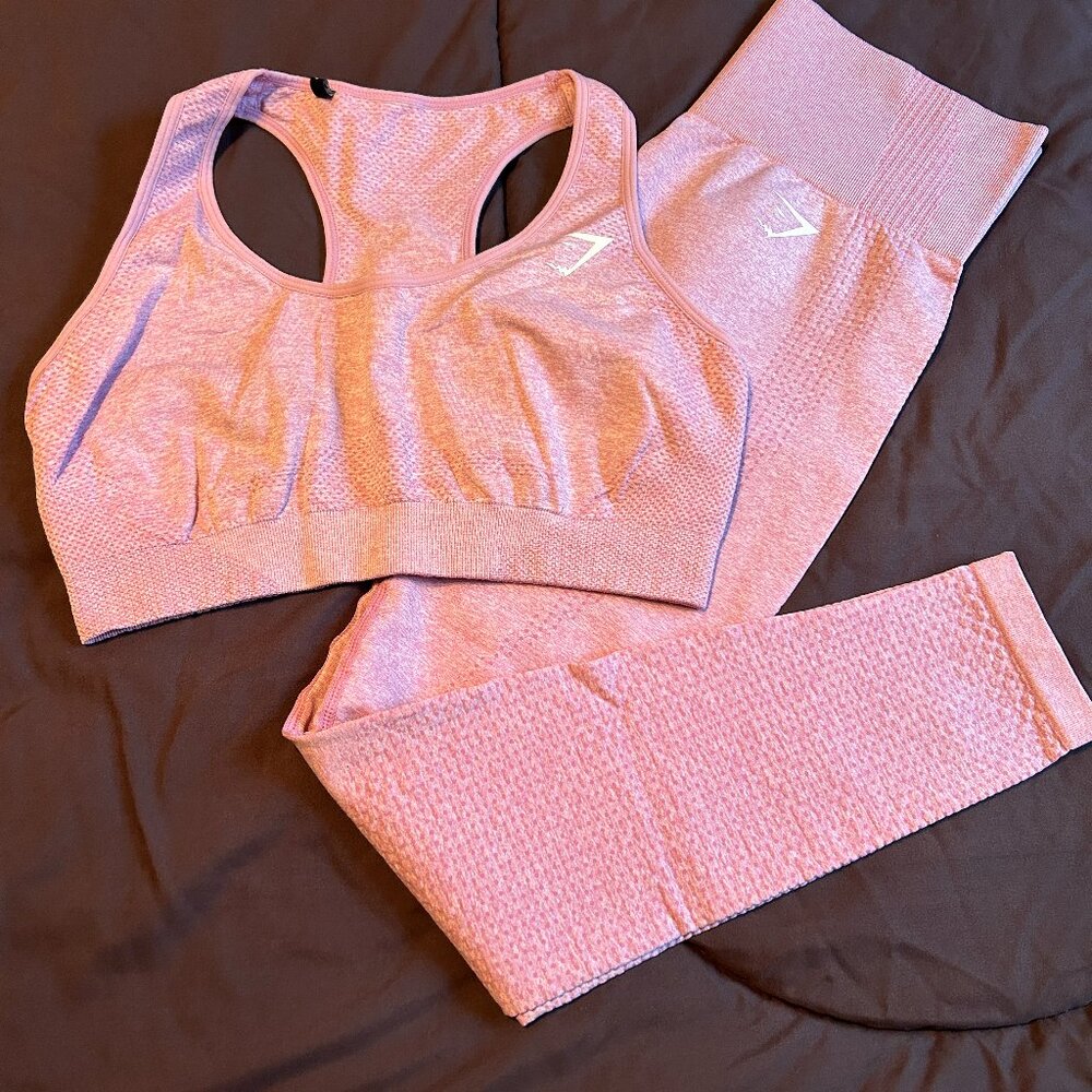 Gymshark Pink Seamless High-Waist Leggings & Sports Bra Set - Picture 2 of 3